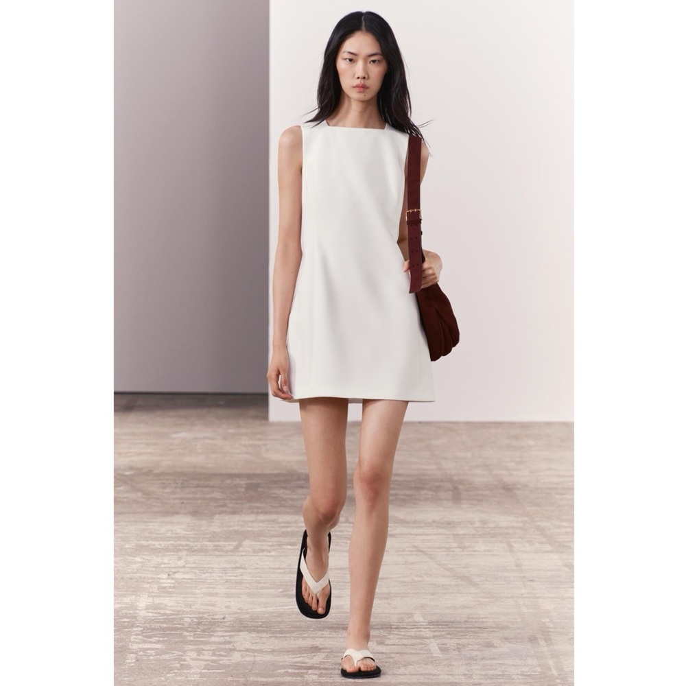 Zara white mini shift dress ref 2676/186/712 size M